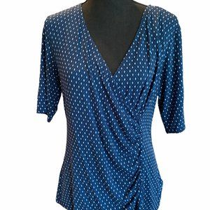 Dana Buchman Women's Blue Wrap Blouse